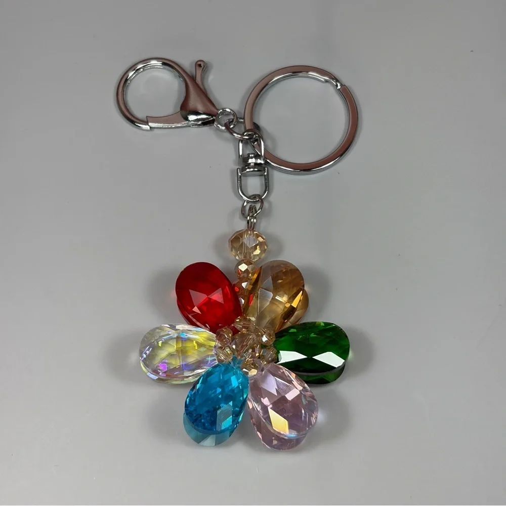 Sparkling Multicolored Crystal Flower Keychain/Bag Charm